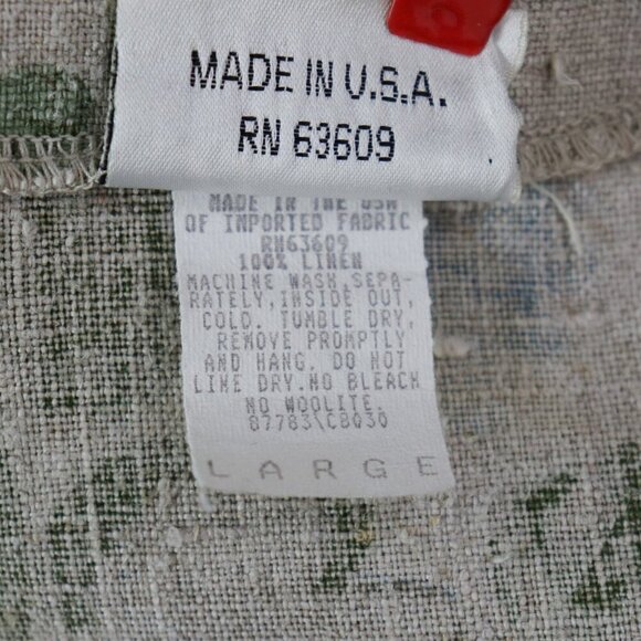 VTG Mishi Linen Tunic Top Women’s *L Floral V-Neck Boho Cottagecore Lagonlook - Picture 9 of 16